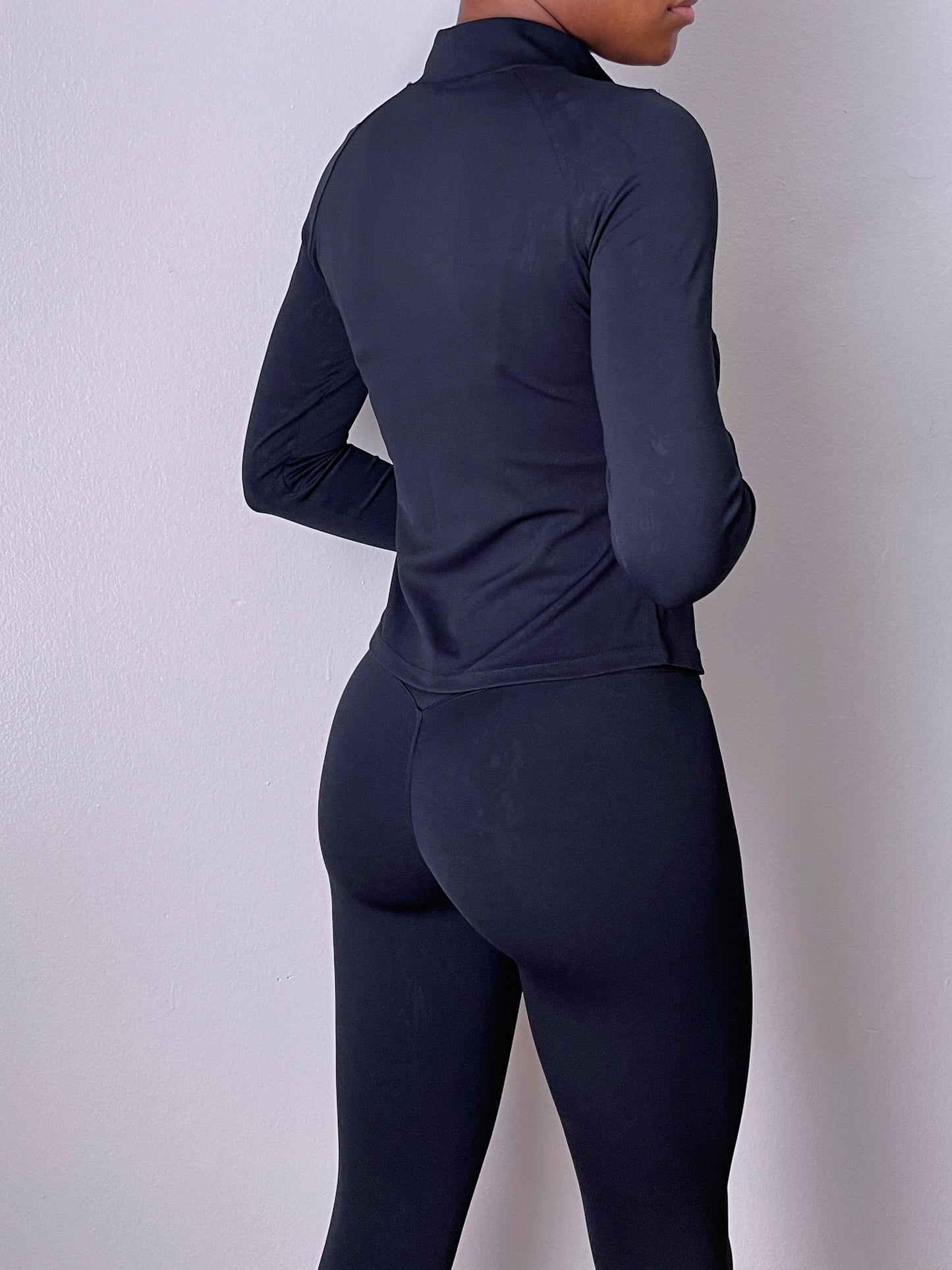 Allure Women’s Solid Color Activewear Sets, Two Piece Long Sleeve Jacket & High Waist Leggings Tracksuit Set, Sporty Comfy Breathable Outfits for Gym Workout Running, Ladies Fall & Winter Sportswear - Black