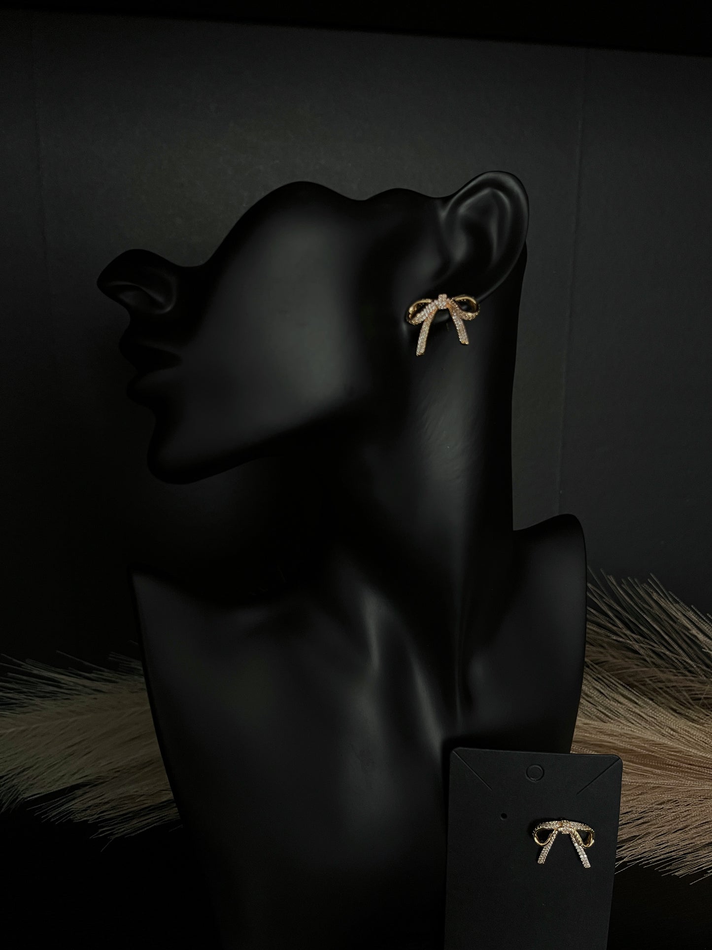 18K Gold-Filled Bow Earrings with Cubic Zirconia