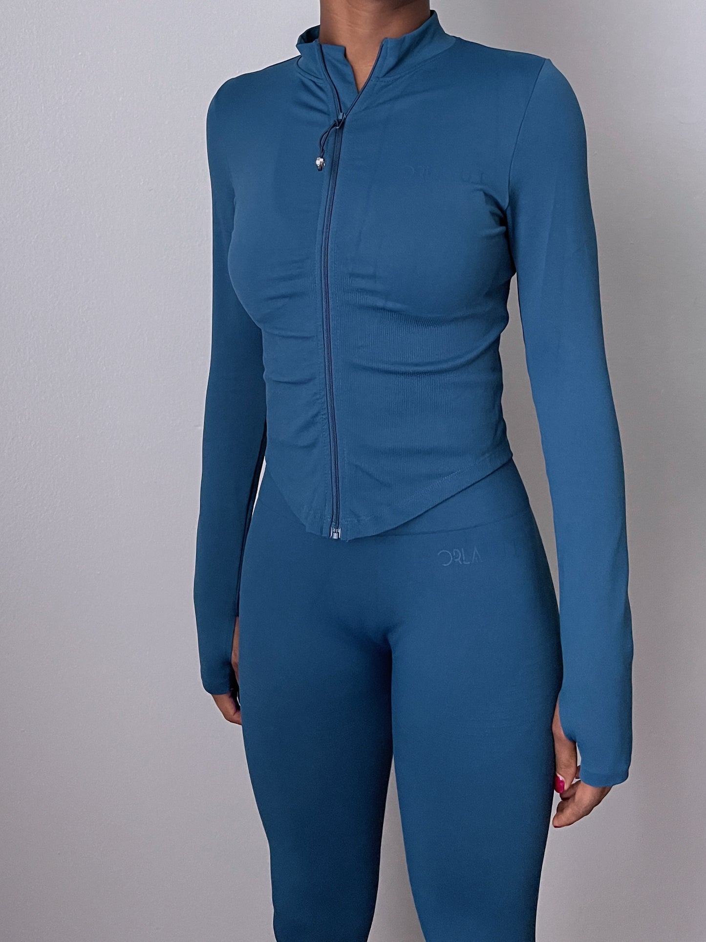 Seamless Three-Piece Activewear Matching Set - Blue