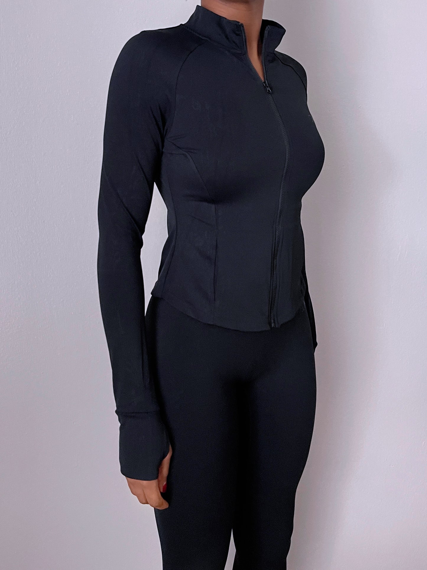 Allure Women’s Solid Color Activewear Sets, Two Piece Long Sleeve Jacket & High Waist Leggings Tracksuit Set, Sporty Comfy Breathable Outfits for Gym Workout Running, Ladies Fall & Winter Sportswear - Black