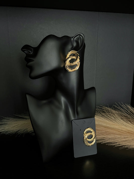 Double Circle Statement Earrings - Gold
