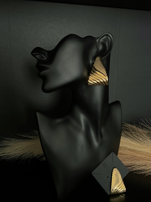 Asymmetric Swirl Triangle Earrings | Gold-Plated Statement Earrings