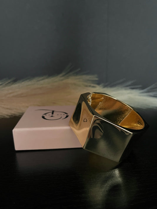 Geometric Statement Bangle Hinge Bracelet - Gold