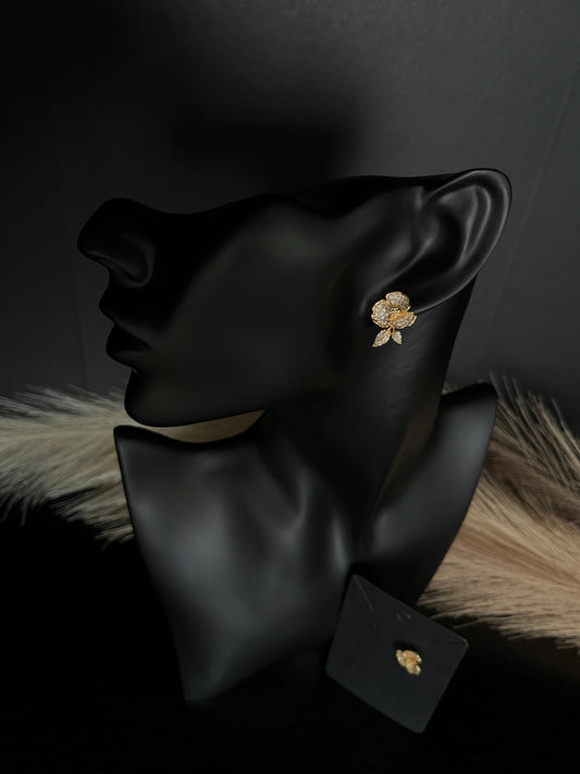 18K Gold-Filled Flower Earrings with Cubic Zirconia