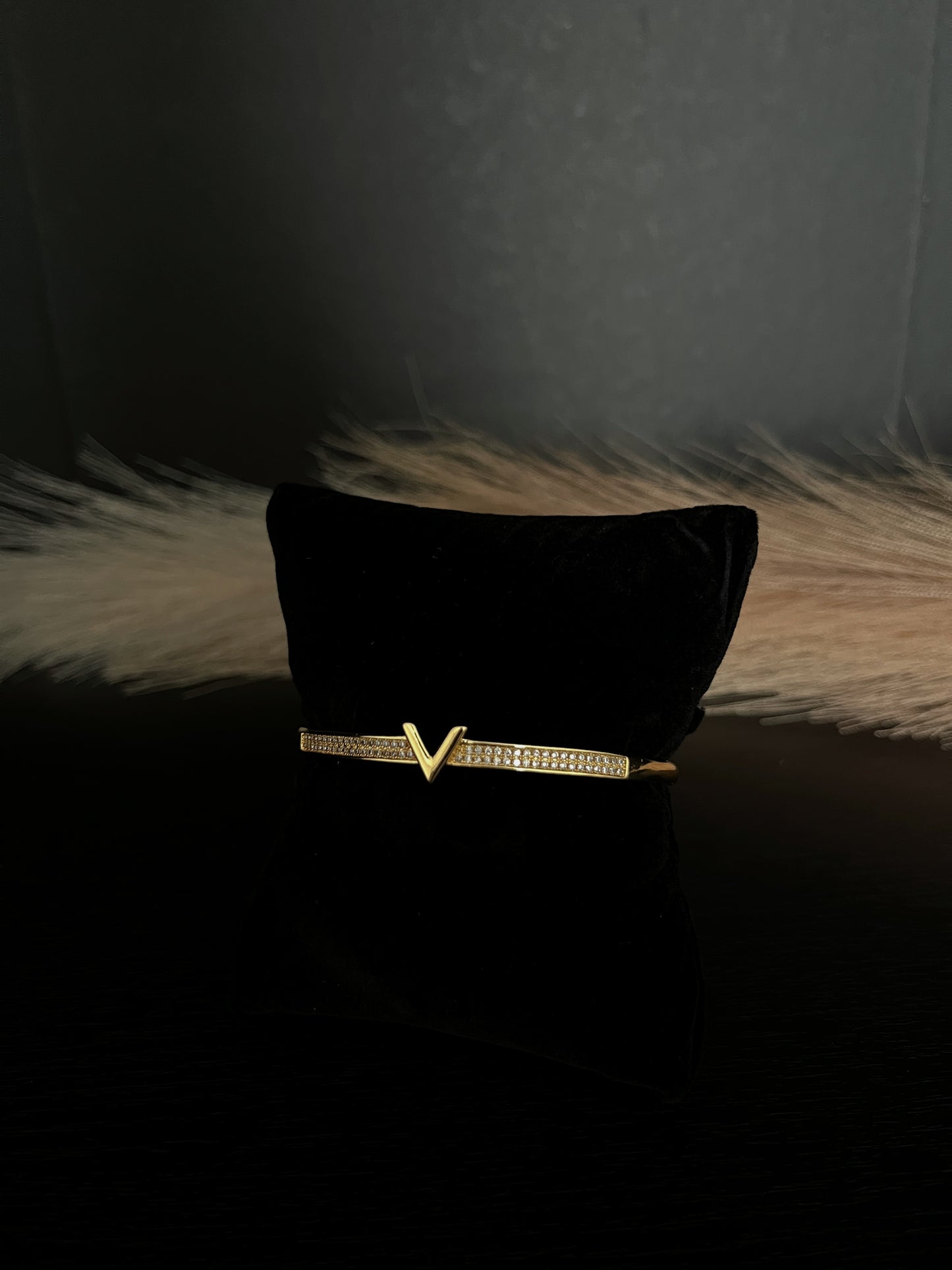 Vela Stainless Steel Bangle Bracelet with Cubic Zirconia - Gold